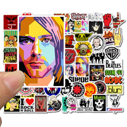 50pcs Classic Cartoon Rock Hip-Hop Band Graffiti Waterproof Skateboard Personalized Luggage Computer Stickers
