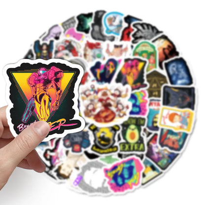 50 pieces of cartoon and fun hip-hop graffiti stickers, personalized DIY suitcases, guitars, scooters, bicycles, cars, waterproof decorative stickers, and toys