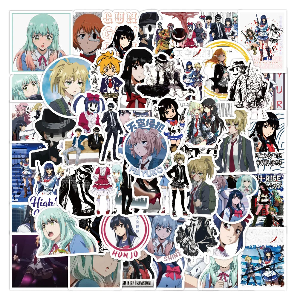 50pcs Japanese Animation Sky Invasion Graffiti Sticker Guitar Car Trunk Notebook Water Cup