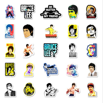 50 pieces of Bruce Lee doodle stickers featuring kung fu movie star, suitable for DIY decorative stickers on luggage, suitcases, motorcycles and flat surfaces