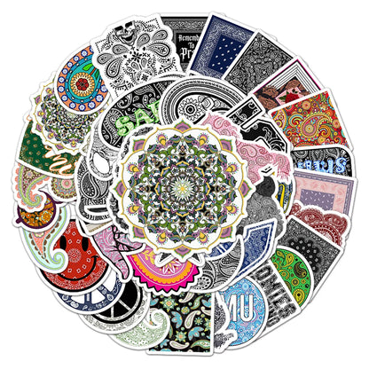 50PCS Personality Fashion Cashew Flower Pattern DIY Decorative Stickers Luggage Notepad Stationery Box Stickers