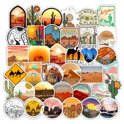 50PCS Desert Series Sticker Camping Camel Cactus Luggage Decoration Sticker