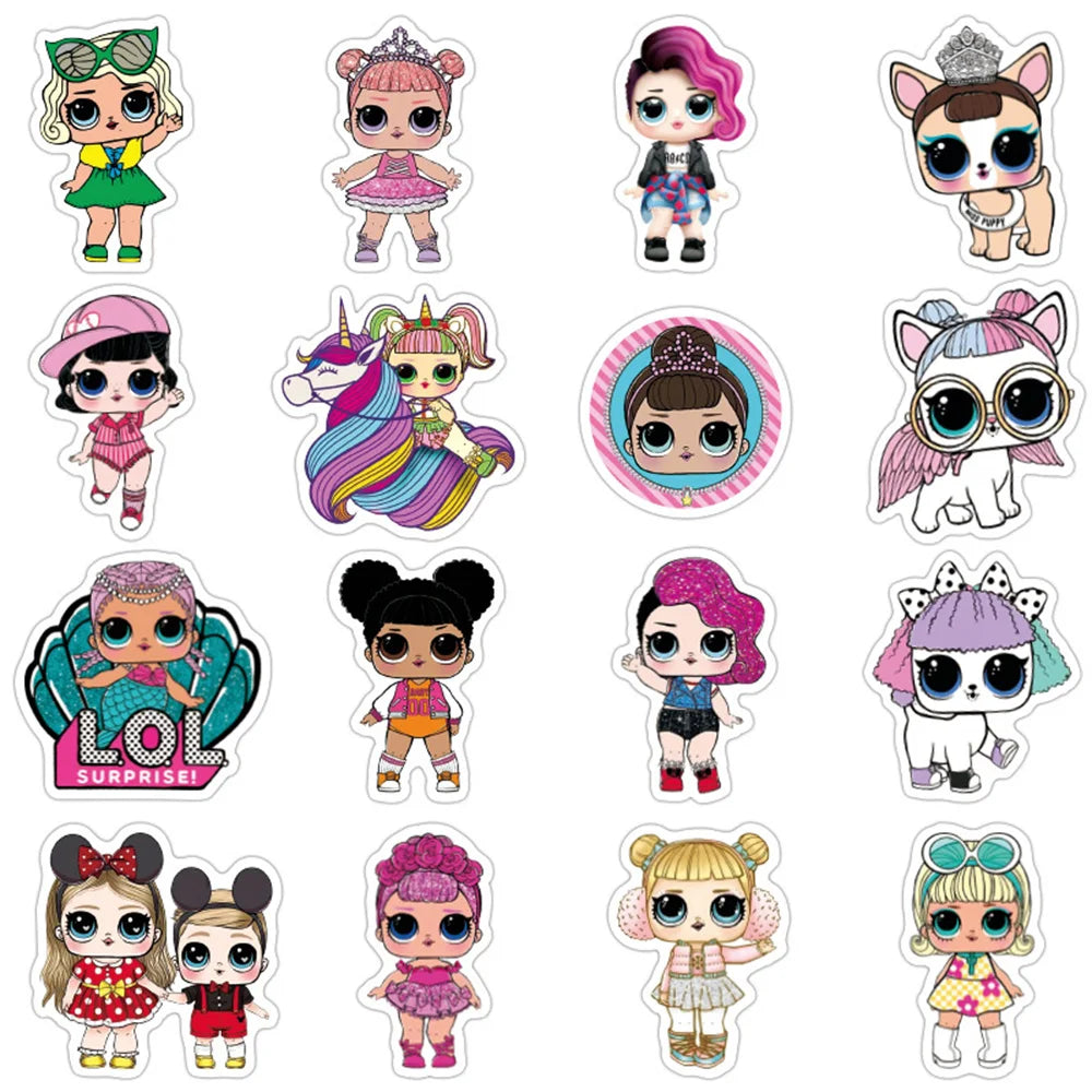 50PCS Cartoon Doll Graffiti Sticker Gift Skateboard Stationery Car Waterproof Children Stationery Sticker
