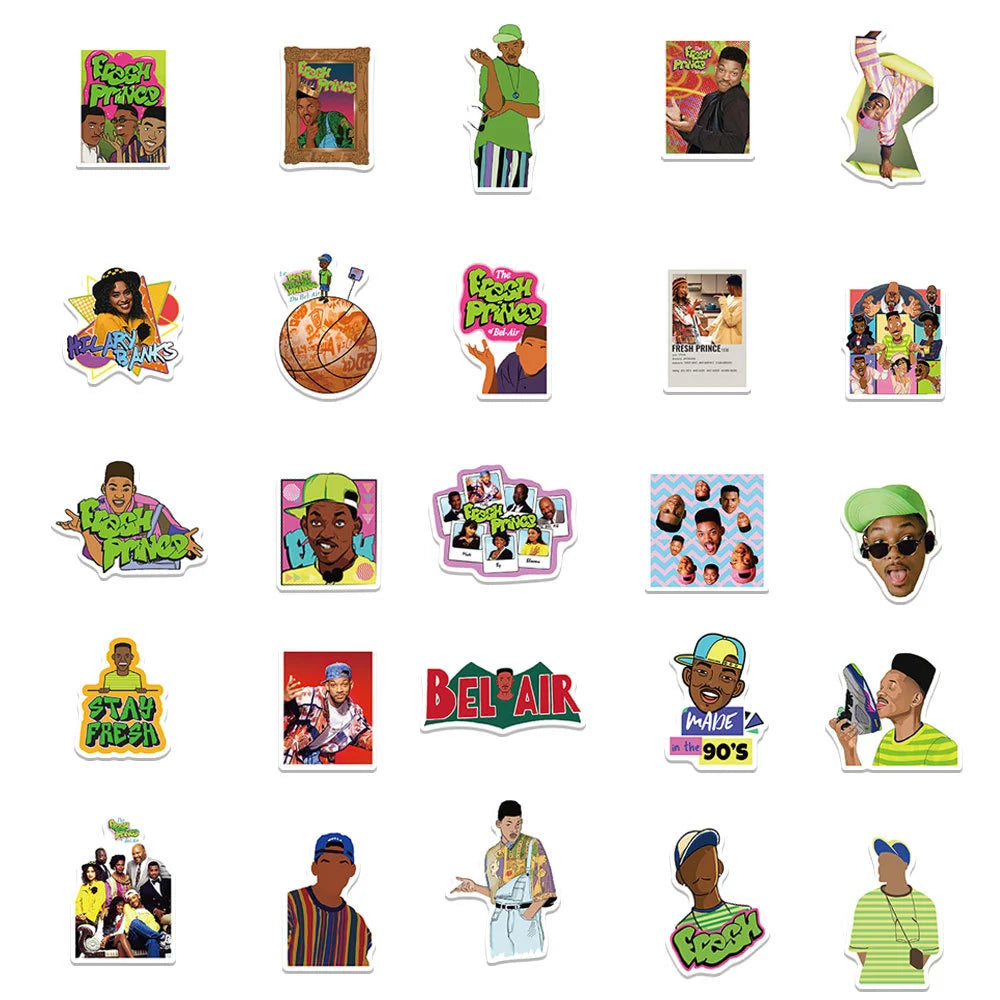 50PCS Film Fresh Prince Wonderful Things Graffiti Waterproof Sticker Suitcase Notebook Refrigerator StationeryBox