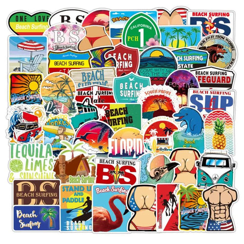 50PCS Personality Cartoon Outdoor Travel Beach Style Motorcycle Notebook Skateboard Guitar Waterproof Sticker