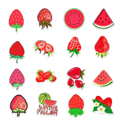 50PCS Watermelon Strawberry Cute Graffiti Laptop Skateboard Guitar Refrigerator Water Cup Waterproof Sticker