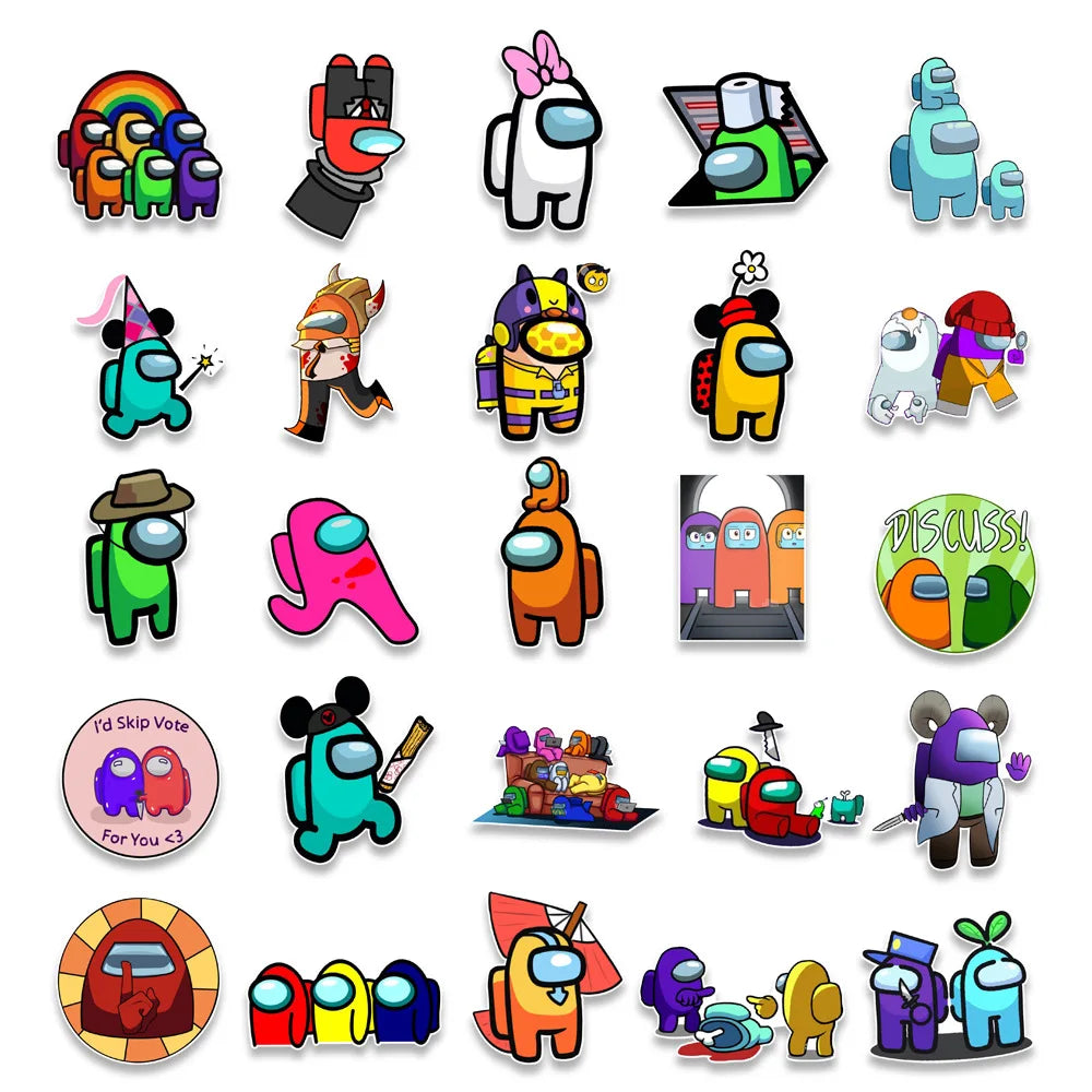 50PCS Among US Literature and Art Graffiti Waterproof Sticker Suitcase Notebook Refrigerator Skateboard Water Cup