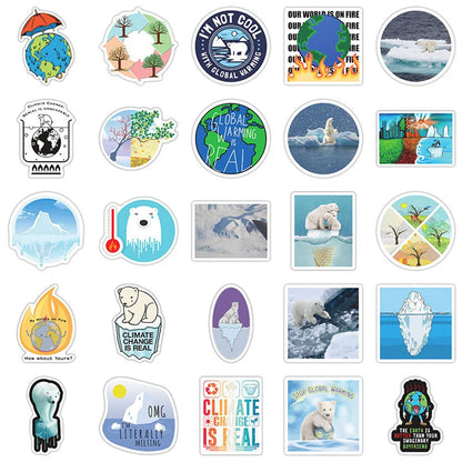 50PCS Global Climate Change Graffiti Waterproof Sticker Suitcase Notebook Refrigerator Skateboard Water CupHelmet