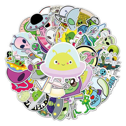50PCS Alien Graffiti Stickers Cartoon UFO Children Stickers DIY Skateboard Water Cup Luggage Stickers