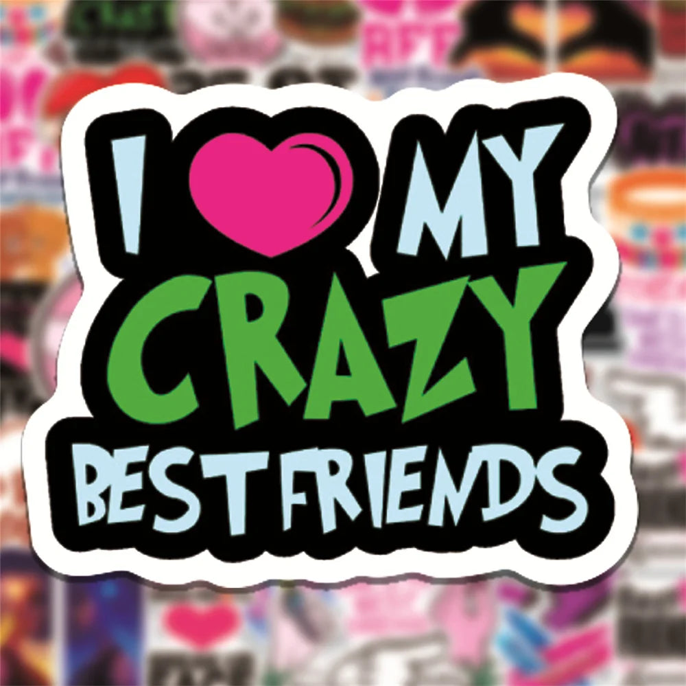 50PCS Good Friend Pink Girl Bestfriend Graffiti Sticker Mobile Phone Water Cup Trolley Case Waterproof Sticker