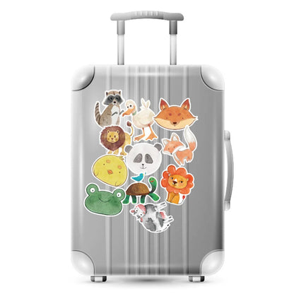 50 pieces of ink-wash painting cartoon cute animal decorative style graffiti stickers, personalized, fashionable and creative DIY exquisite decorative decal cups, helmets, skateboard popular sticker toys