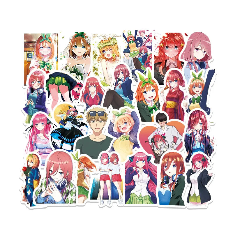 50PCS daily full five equal parts of bride cartoon anime girl graffiti stickers, personalized DIY decoration laptop car waterproof graffiti sticker toys