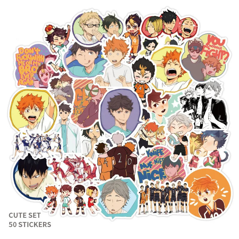 50PCS Volleyball Junior Japanese Anime Graffiti Sticker Suitcase Luggage Guitar Car Sticker Waterproof Sticker