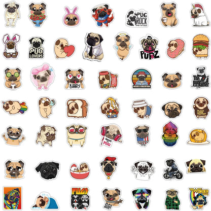 50PCS Cartoon Sharpei Dog Pug Graffiti Sticker Luggage Laptop Skateboard Helmet PVC Custom Sticker
