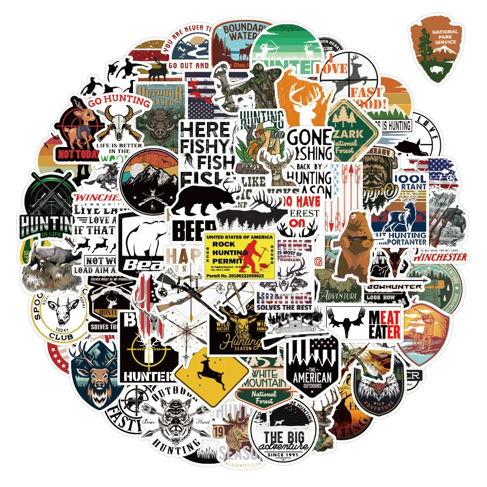 50PCS Cartoon Outdoor Hunting Fresh Creative Graffiti Laptop Skateboard Mobile Phone Waterproof Stickers