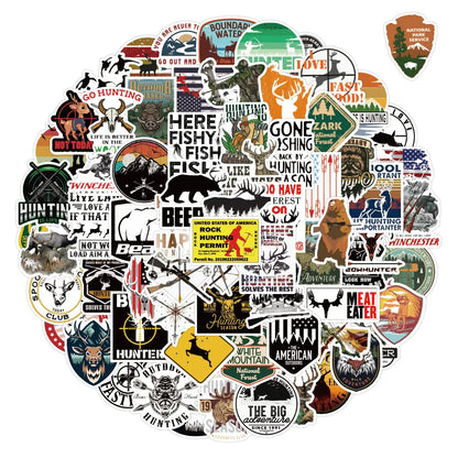 50PCS Cartoon Outdoor Hunting Fresh Creative Graffiti Laptop Skateboard Mobile Phone Waterproof Stickers