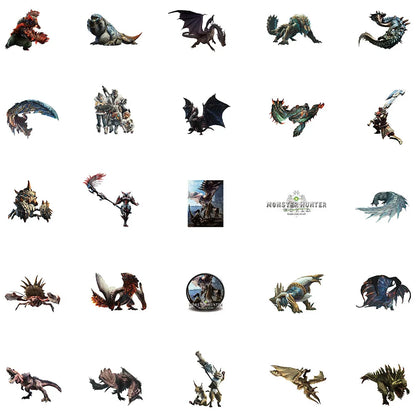 50PCS Game Monster Hunter Personalized Decoration Graffiti Waterproof Sticker Notebook Skateboard Water CupHelmet