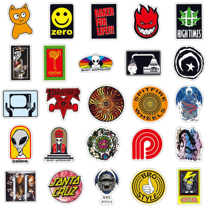 100PCS Skateboard Tide Brand Cool Sticker Notebook Trolley Case Bike Scooter Water Cup Waterproof Sticker