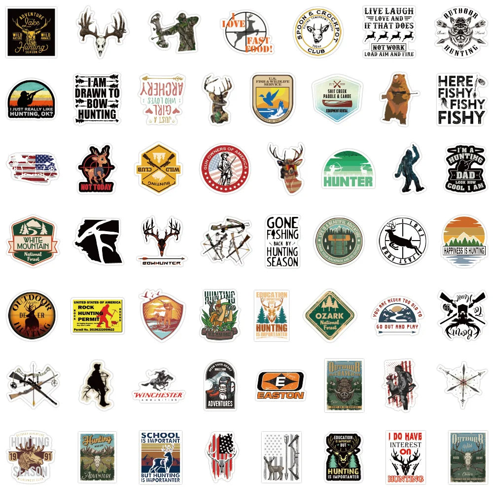 50PCS Cartoon Outdoor Hunting Fresh Creative Graffiti Laptop Skateboard Mobile Phone Waterproof Stickers