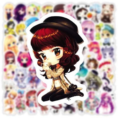 50PCS Cartoon Korean Cute Doll Graffiti Waterproof Sticker Suitcase Notebook Refrigerator SkateboardStationeryBox