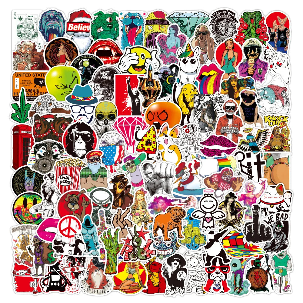 100PCS Cool Helmet Fashion Logo Graffiti Sticker Laptop Skateboard Mobile Phone PVC Gift Toy Waterproof Sticker