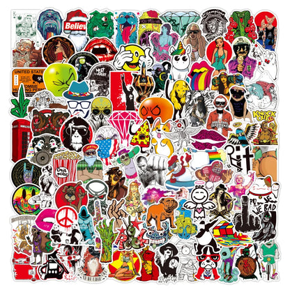 100PCS Cool Helmet Fashion Logo Graffiti Sticker Laptop Skateboard Mobile Phone PVC Gift Toy Waterproof Sticker