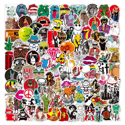 100PCS Cool Helmet Fashion Logo Graffiti Sticker Laptop Skateboard Mobile Phone PVC Gift Toy Waterproof Sticker