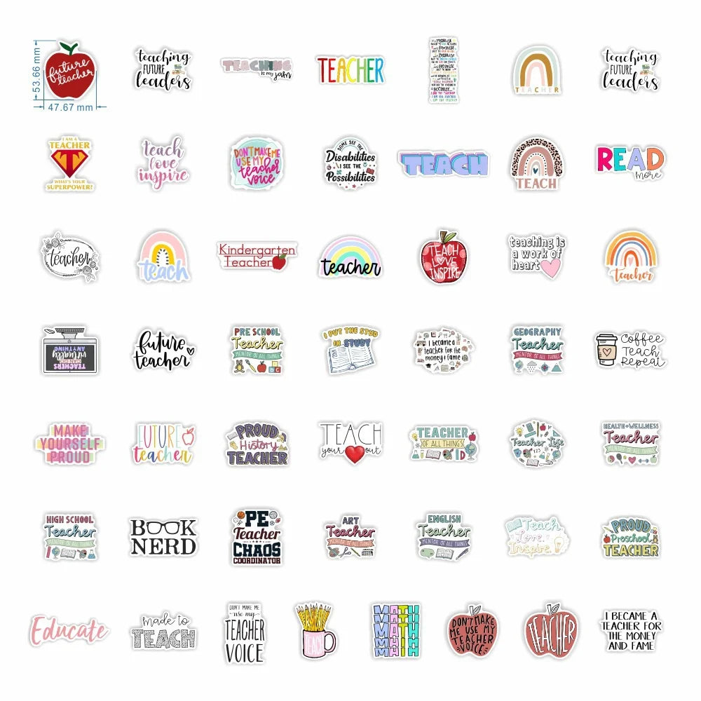 50PCS Retro Inspirational Teacher's Day English Love Graffiti Car Sticker Notebook Helmet Refrigerator Sticker