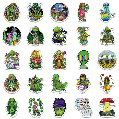 50PCS Personalized Alien Graffiti Trolley Case Scooter Refrigerator Water Cup Waterproof Child Sticker