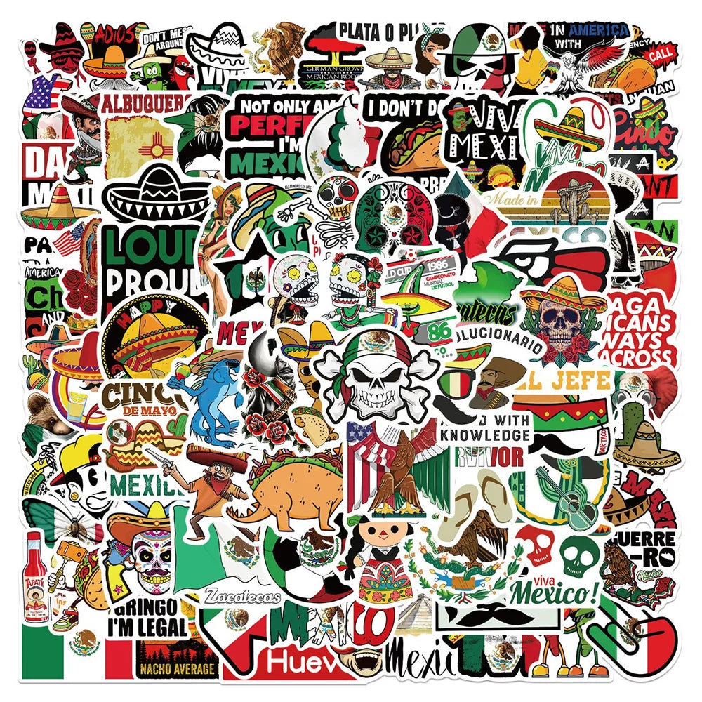 50PCS Mexican Style Waterproof Graffiti Sticker Suitcase Notebook Mobile Phone Refrigerator Children's Water Cup