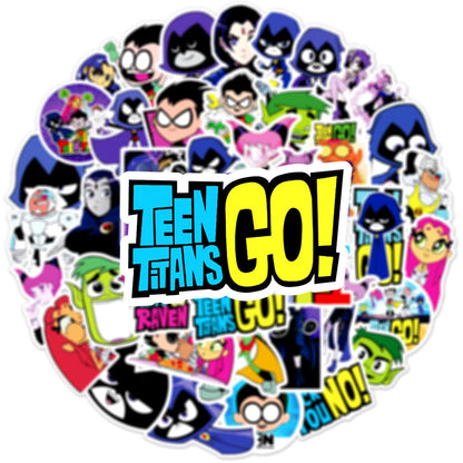50PCS Cartoon Comics Teen Titans Strike Graffiti Stickers Personalized Fashion Creative DIY Beautifully Trendy Decorative Decals Toys for Luggage Refrigerator Skateboards Water Cups Popular Stickers