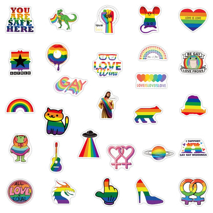 50PCS Rainbow Color Gay Series Graffiti Sticker Waterproof Luggage Laptop Scooter Water Cup Sticker
