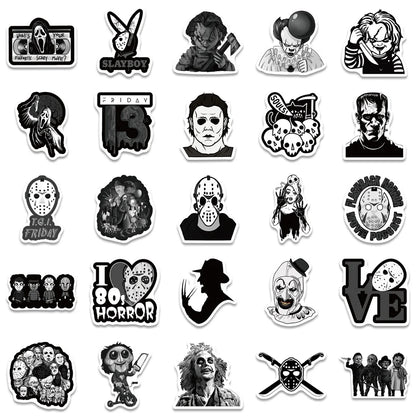 50PCS Horror Film Halloween Graffiti Waterproof Sticker Suitcase Notebook Mobile Phone Children's Water CupHelmet