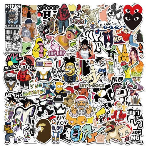 50PCS     FunnyHip Hop Cartoon Graffiti Waterproof Sticker Suitcase Notebook Refrigerator Skateboard Helmet WaterCup