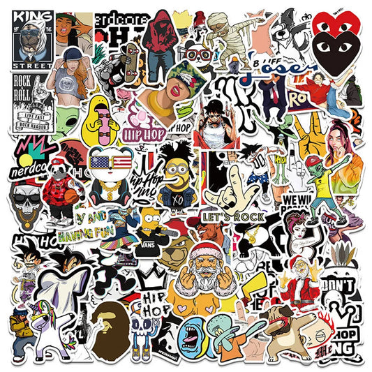 50PCS     FunnyHip Hop Cartoon Graffiti Waterproof Sticker Suitcase Notebook Refrigerator Skateboard Helmet WaterCup
