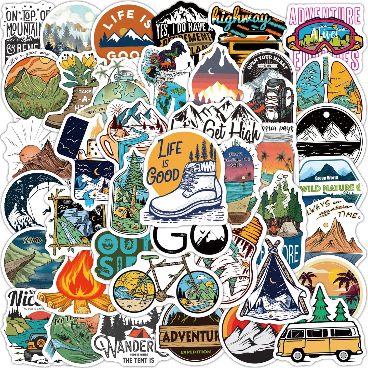 50PCS Outdoor Summer Cartoon Graffiti Stickers Trolley Case Bike Scooter Water Cup Waterproof Sticker