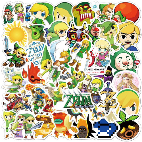50PCS Hyrule Adventure Stickers, Cartoon Doodles of Puzzles, Swords & Shields for Explorers and Fantasy Fans