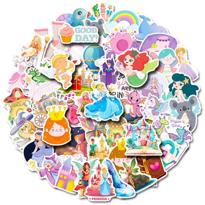 50PCS Little Princess Gift Sticker Girl Fun Graffiti Waterproof Skateboard Laptop Children Toy Cartoon Sticker