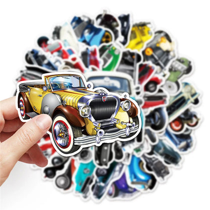 50PCS Nostalgic Classic Car Cartoon Personality Graffiti Waterproof Sticker Suitcase Notebook Refrigerator Helmet