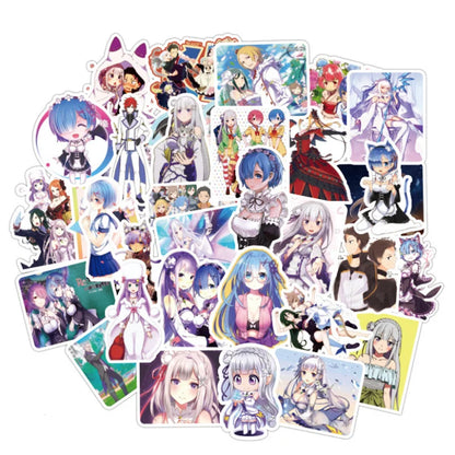 50PCS of cute anime girl life graffiti stickers from zero different worlds, personalized DIY waterproof car luggage box, laptop phone case graffiti sticker toys