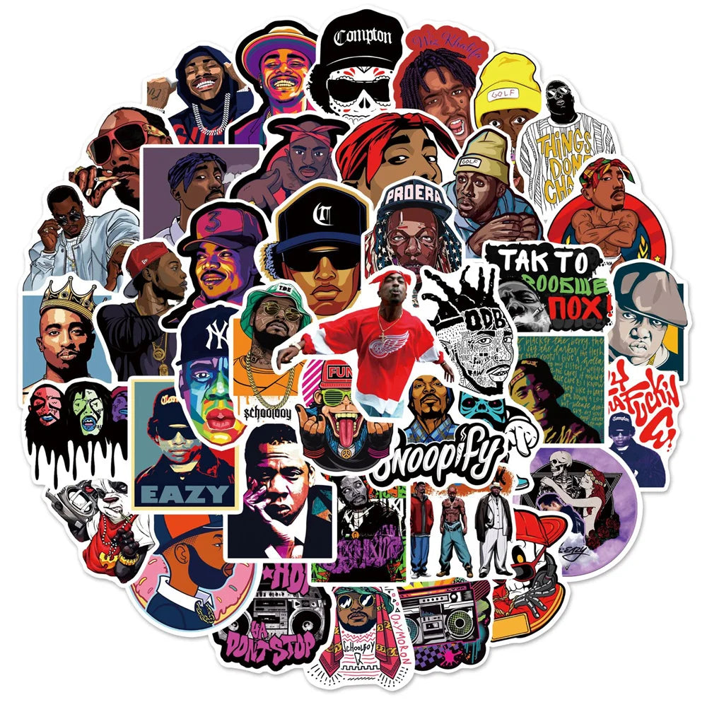 50PCS East West Coast Rap Graffiti Sticker Suitcase Guitar Car Computer Skateboard Refrigerator Helmet Waterproof