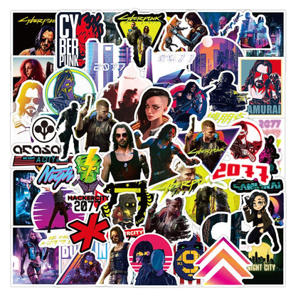 50PCS     HotGame Game Bopunk 2077 Graffiti Sticker Waterproof Luggage Laptop Scooter Sticker