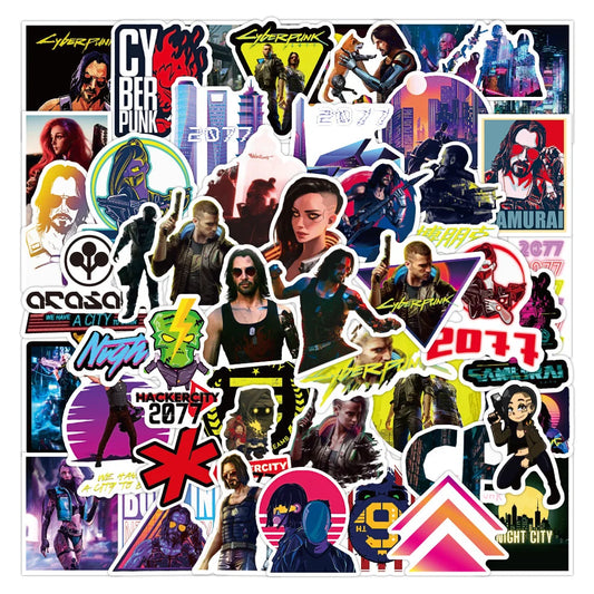 50PCS     HotGame Game Bopunk 2077 Graffiti Sticker Waterproof Luggage Laptop Scooter Sticker