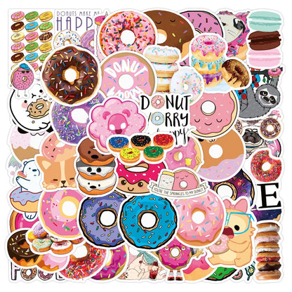 50PCS Donut Series Graffiti Sticker Waterproof Luggage Laptop Scooter Water Cup Refrigerator Sticker