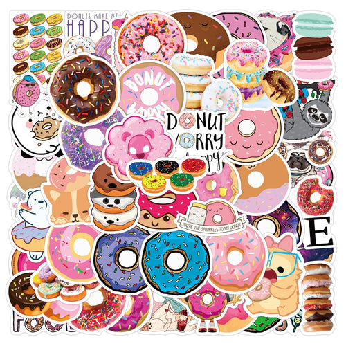 50PCS Donut Series Graffiti Sticker Waterproof Luggage Laptop Scooter Water Cup Refrigerator Sticker