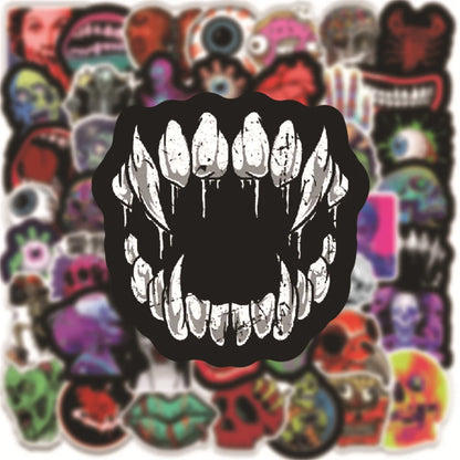 50PCS Horror Halloween Horror Graffiti Sticker Wall Sticker Computer Notebook Water Cup Trolley Case Sticker