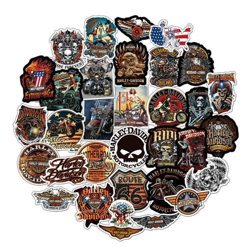 50PCS Retro Motorcycle Theme Decoration Sticker Laptop Guitar Luggage Skateboard Bike Waterproof Sticker