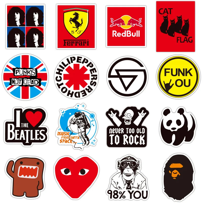 50PCS Tide Brand Sticker Classic LOGO Sticker Water Cup Luggage Notebook Refrigerator Sticker