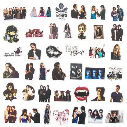 50PCS Popular American TV Series The Vampire Diaries Laptop Suitcase Guitar Waterproof Graffiti Stickers