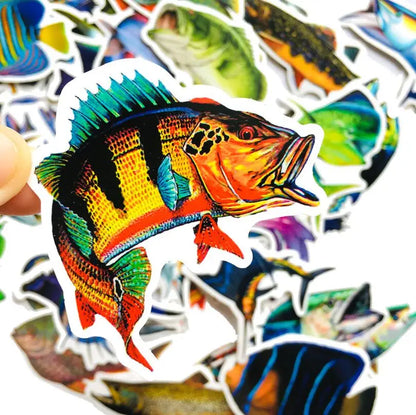 50PCS outdoor fishing sea fishing suitcase helmet notebook waterproof sticker decorative graffiti